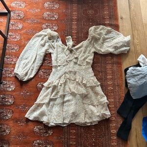 Floral Ruffle Dress with Puff Sleeves